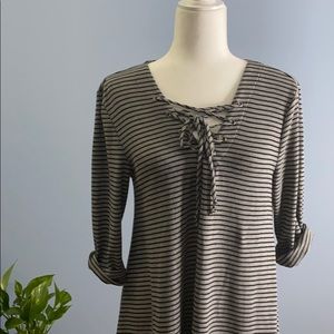 Hannah 3/4 Sleeve Striped Thermal Top